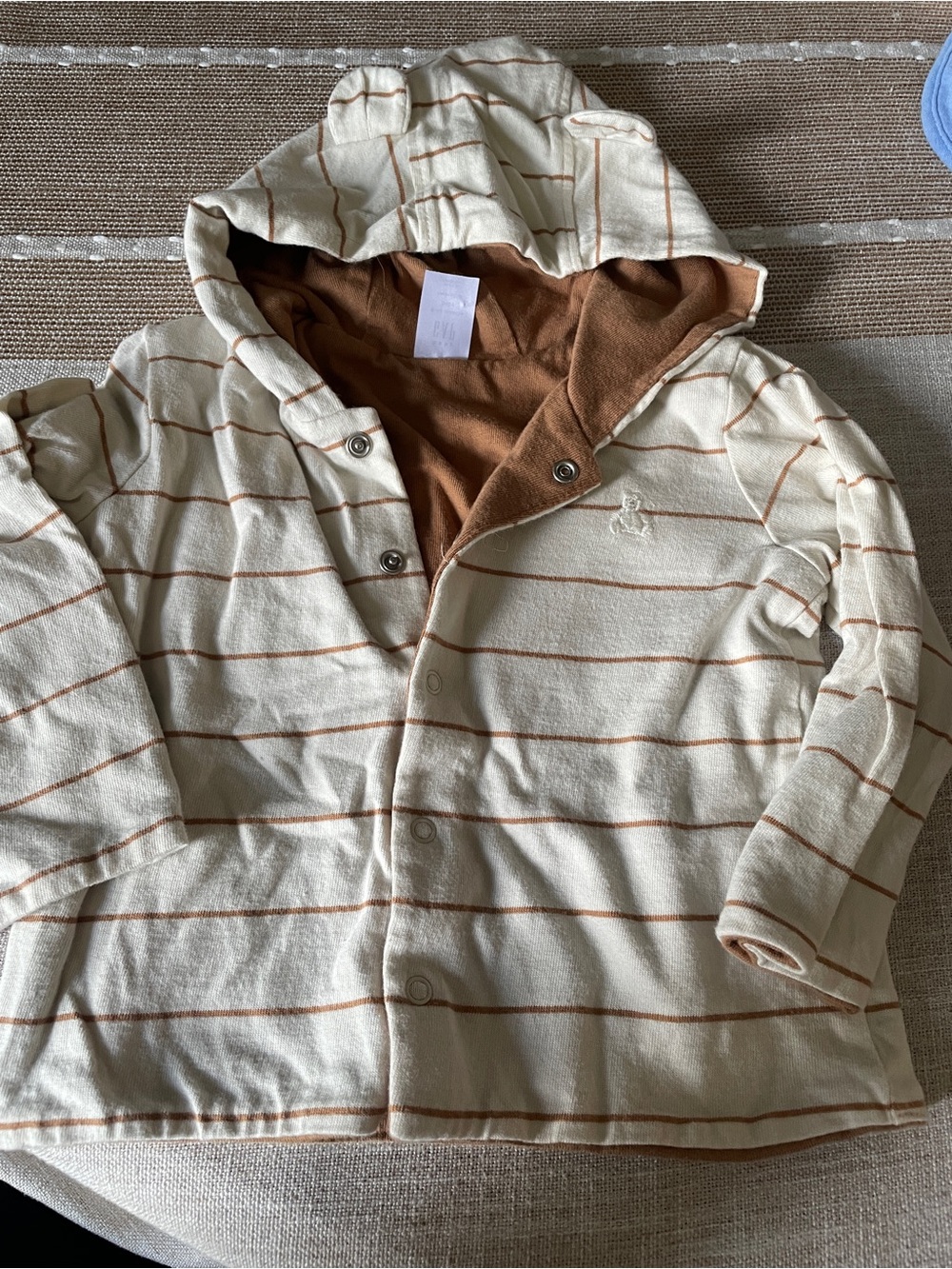 Baby Gap Cream and Brown Striped Hoodie Jacket and Pants 6-12 months